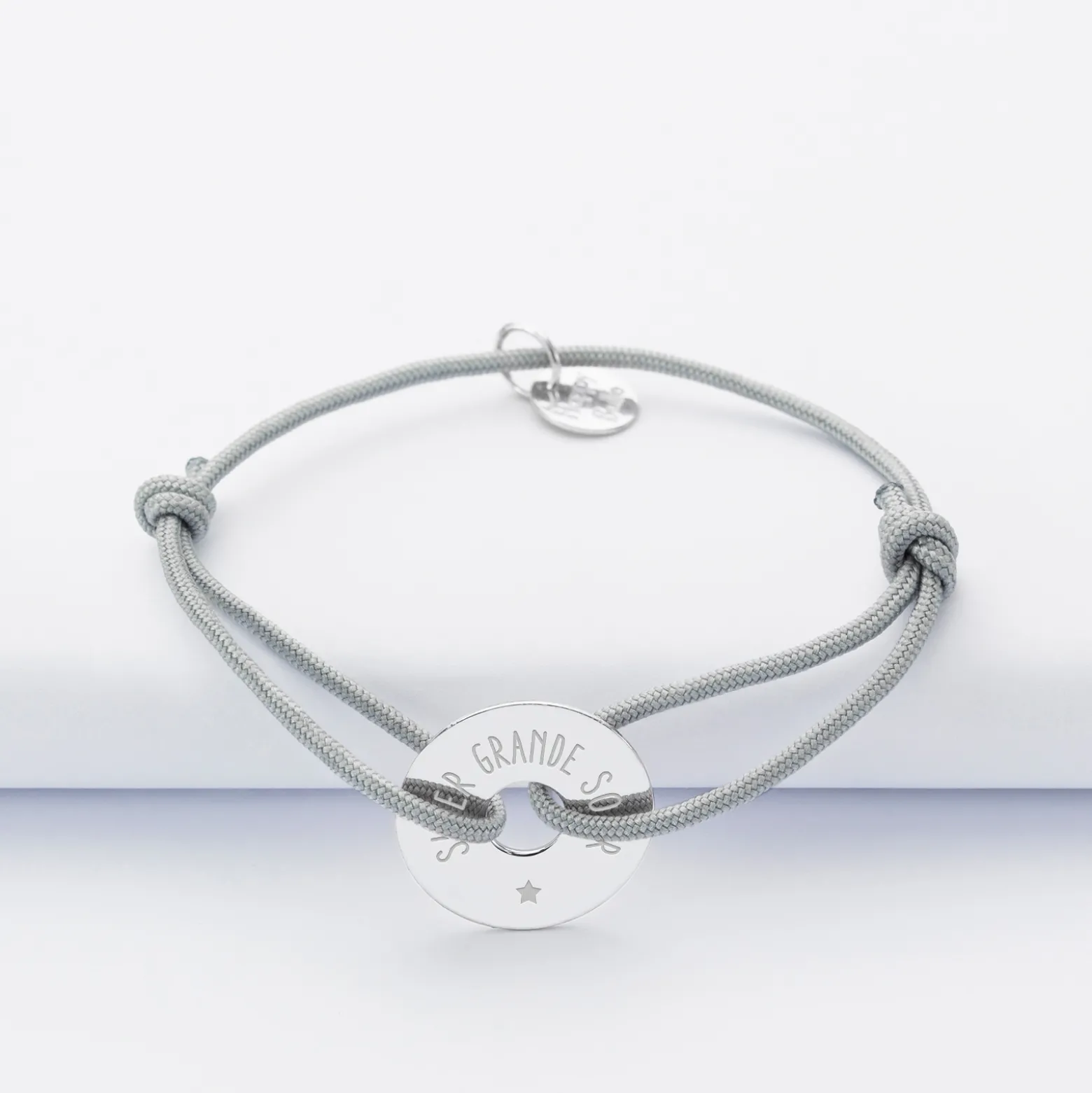 Bracelet enfant personnalisé médaille gravée argent cible 16 mm