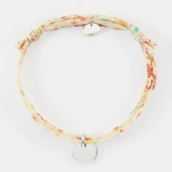 Bracelet enfant personnalisé Liberty médaille martelée gravée initiale argent 10mm - Nos petits imparfaits