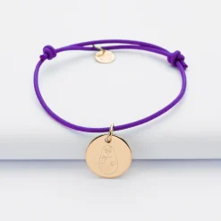 Bracelet enfant personnalisé médaille gravée plaqué or 15mm - Happybulle x Barbapapa