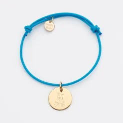 Bracelet enfant personnalisé médaille gravée plaqué or 15mm - Happybulle x Barbapapa