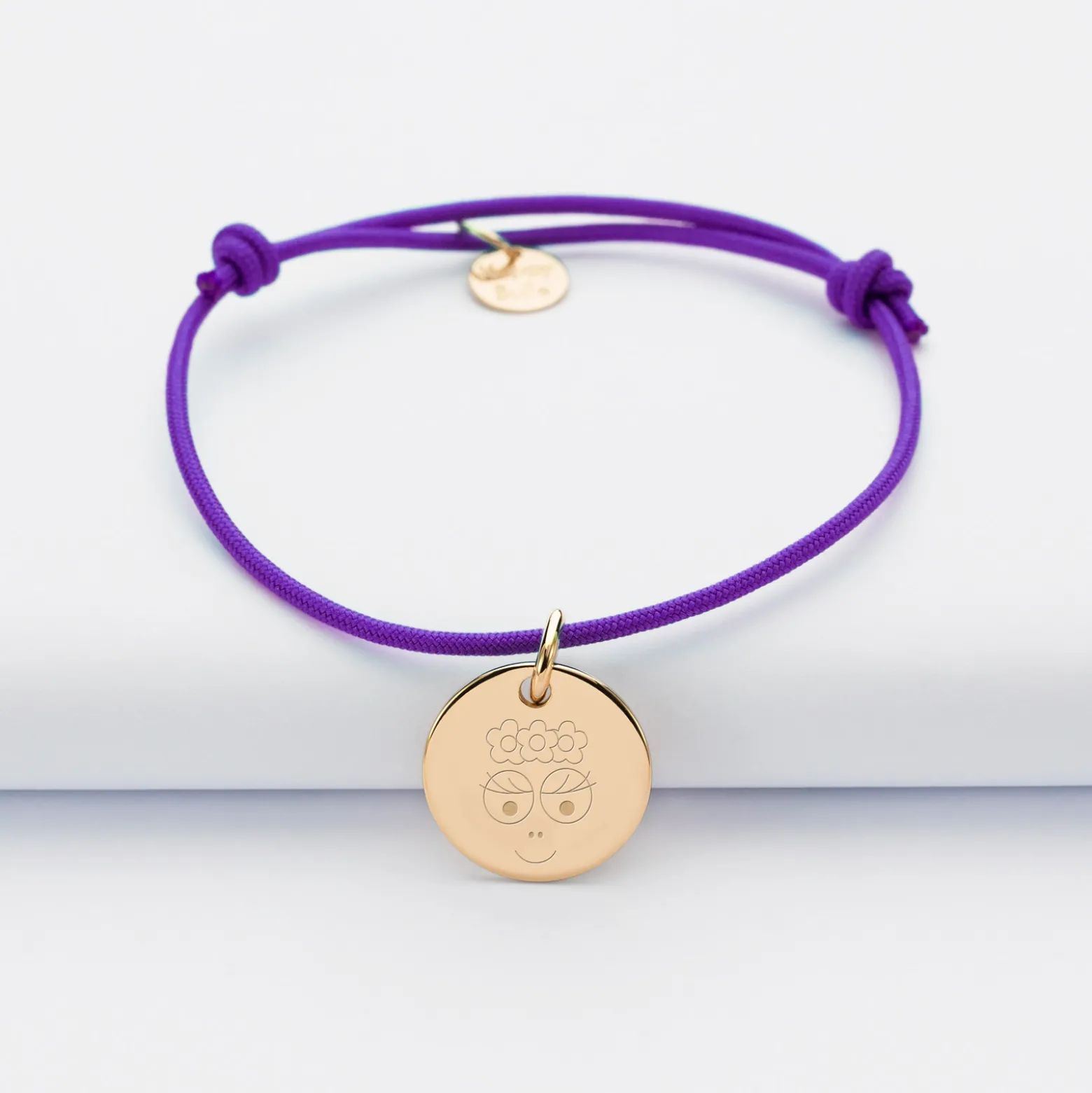 Bracelet enfant personnalisé médaille gravée plaqué or 15mm - Happybulle x Barbapapa