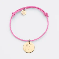 Bracelet enfant personnalisé médaille gravée plaqué or 15mm - Happybulle x Barbapapa