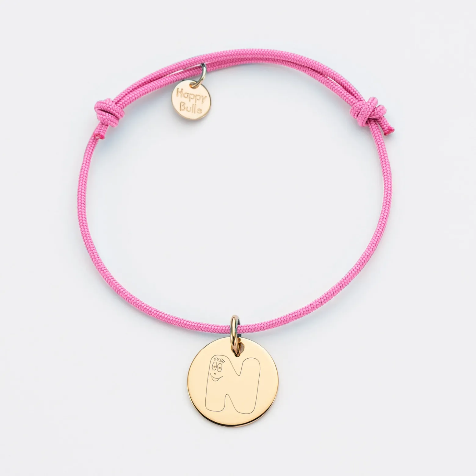 Bracelet enfant personnalisé médaille gravée plaqué or 15mm - Happybulle x Barbapapa