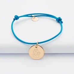 Bracelet enfant personnalisé médaille gravée plaqué or 15mm - Happybulle x Barbapapa