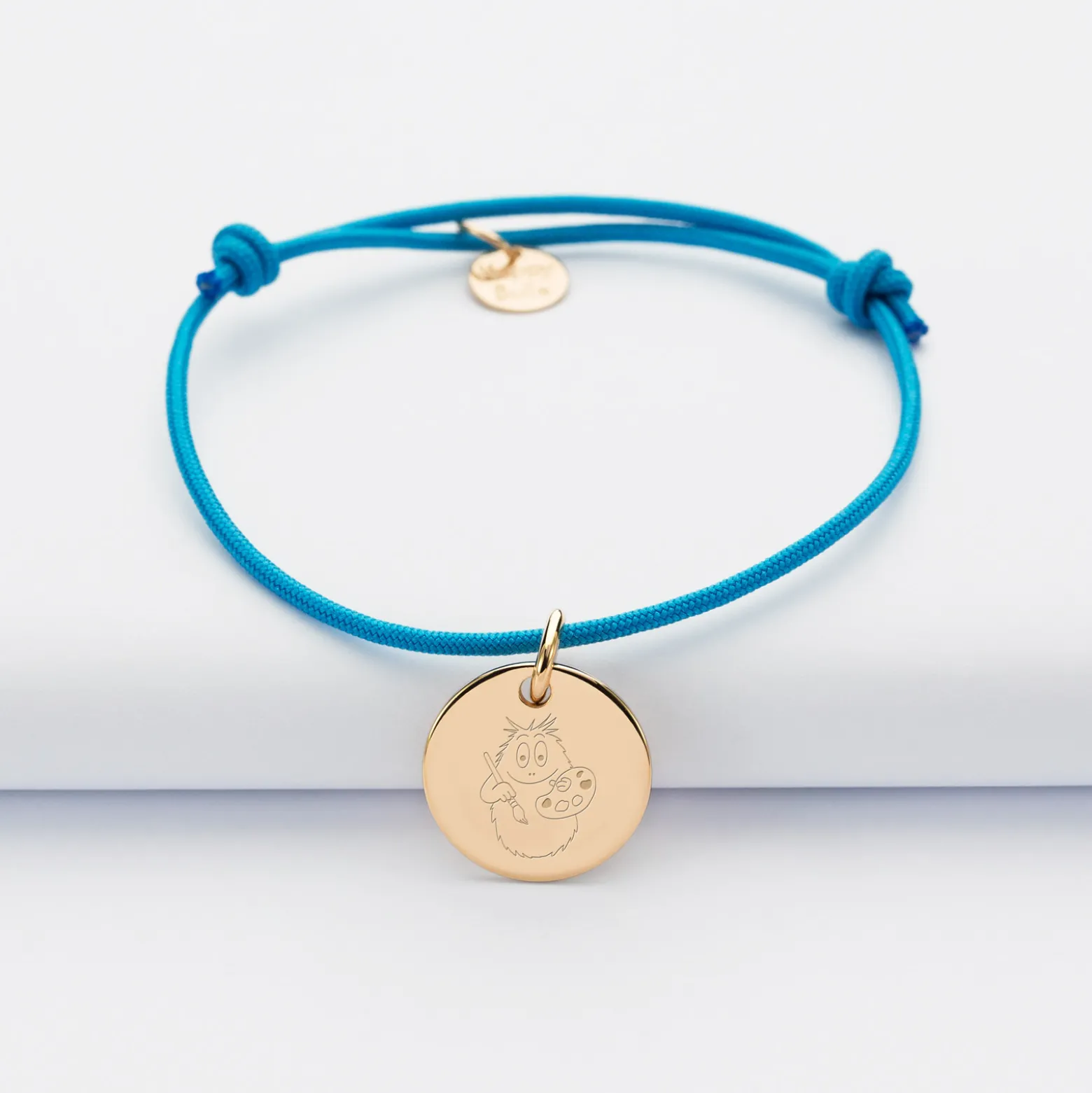 Bracelet enfant personnalisé médaille gravée plaqué or 15mm - Happybulle x Barbapapa