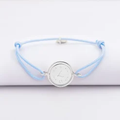 Bracelet enfant personnalisé cordon médaille réversible Eternelle gravée argent 2 trous 16 mm - HappyBulle x Capucine