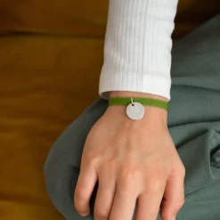 Bracelet enfant personnalisé cordon élastique médaille gravée argent 15 mm - Happybulle x Barbapapa