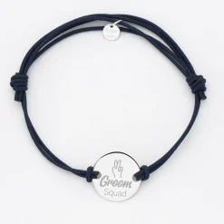 Bracelet EVG personnalisé cordon doublé médaille gravée argent 2 trous 20 mm