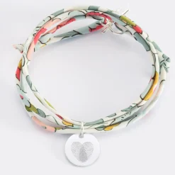 Bracelet EVJF 3 tours Liberty personnalisé médaille gravée argent 15 mm