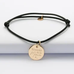 Bracelet EVJF personnalisé médaille gravée plaqué or dormeuse 15mm
