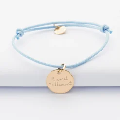 Bracelet EVJF personnalisé médaille gravée plaqué or dormeuse 15mm