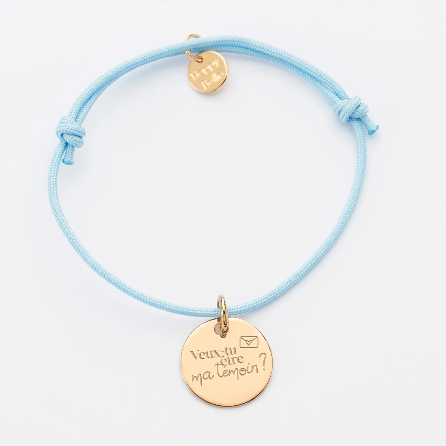 Bracelet EVJF personnalisé médaille gravée plaqué or dormeuse 15mm