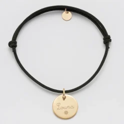 Bracelet EVJF personnalisé médaille gravée plaqué or dormeuse 15mm