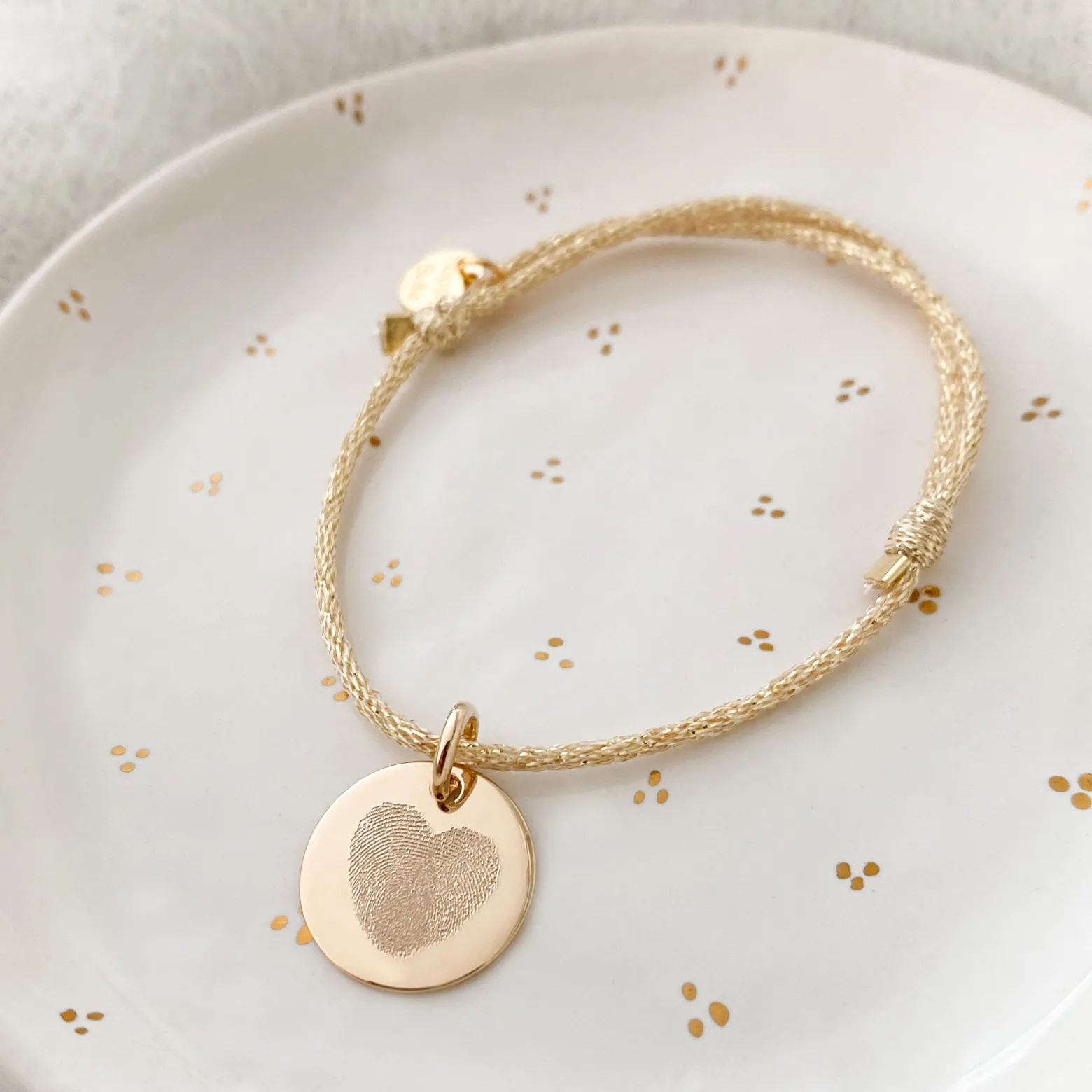 Bracelet EVJF personnalisé cordon pailleté médaille gravée plaqué or 15 mm
