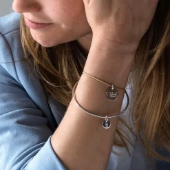 Bracelet EVJF personnalisé médaille gravée argent dormeuse 15mm