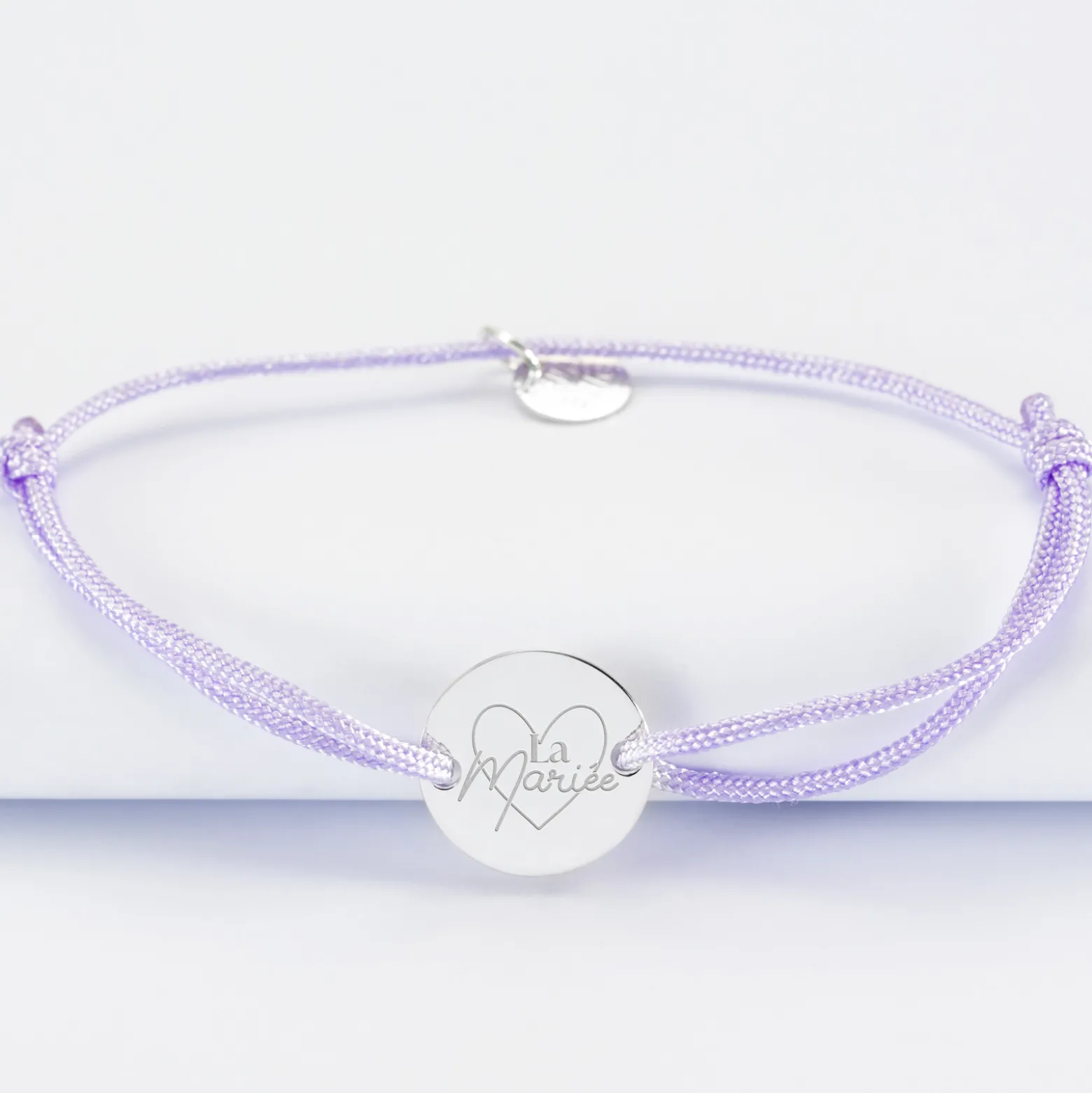 Bracelet EVJF personnalisé médaille gravée argent 2 trous 15mm