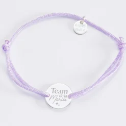 Bracelet EVJF personnalisé médaille gravée argent 2 trous 15mm