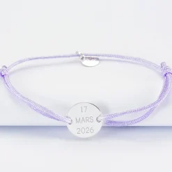 Bracelet EVJF personnalisé médaille gravée argent 2 trous 15mm