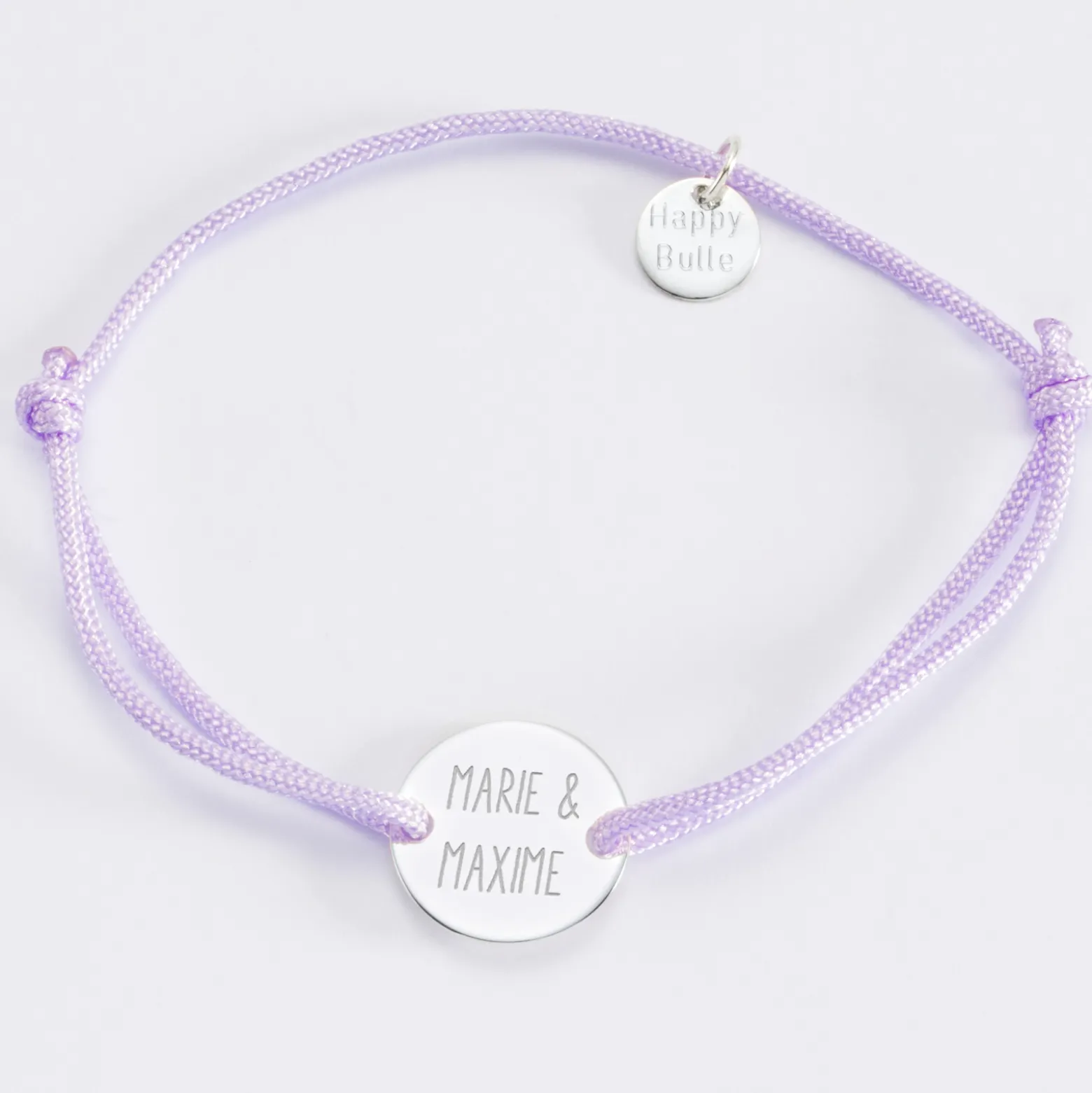 Bracelet EVJF personnalisé médaille gravée argent 2 trous 15mm
