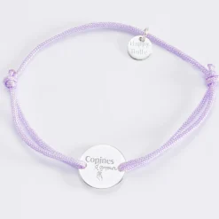 Bracelet EVJF personnalisé médaille gravée argent 2 trous 15mm