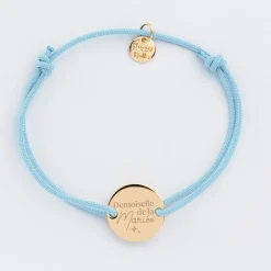 Bracelet EVJF personnalisé médaille gravée plaqué or 2 trous 15mm