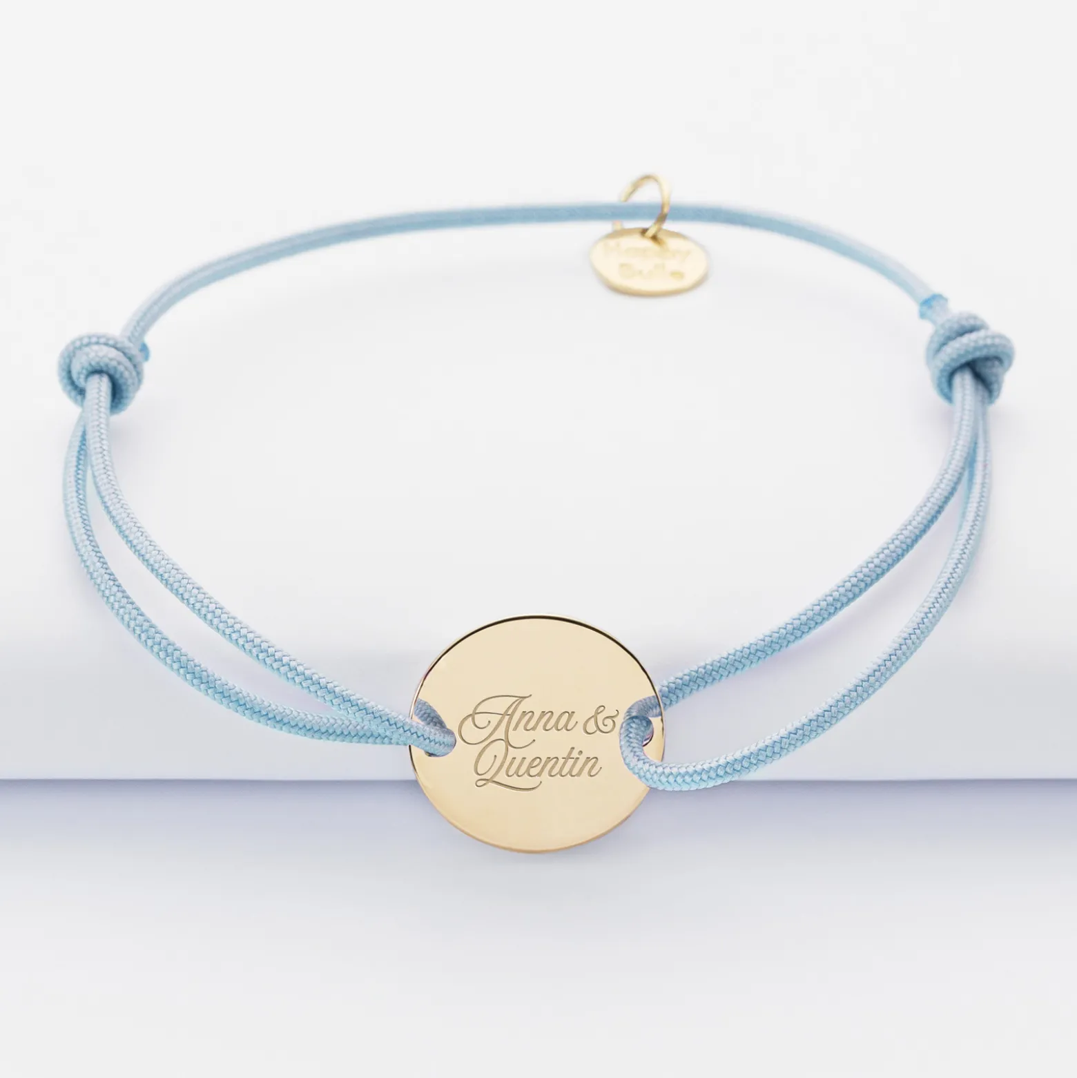 Bracelet EVJF personnalisé médaille gravée plaqué or 2 trous 15mm