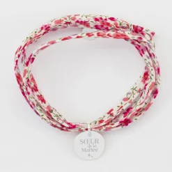 Bracelet Famille des mariés 3 tours Liberty personnalisé médaille gravée argent 15 mm