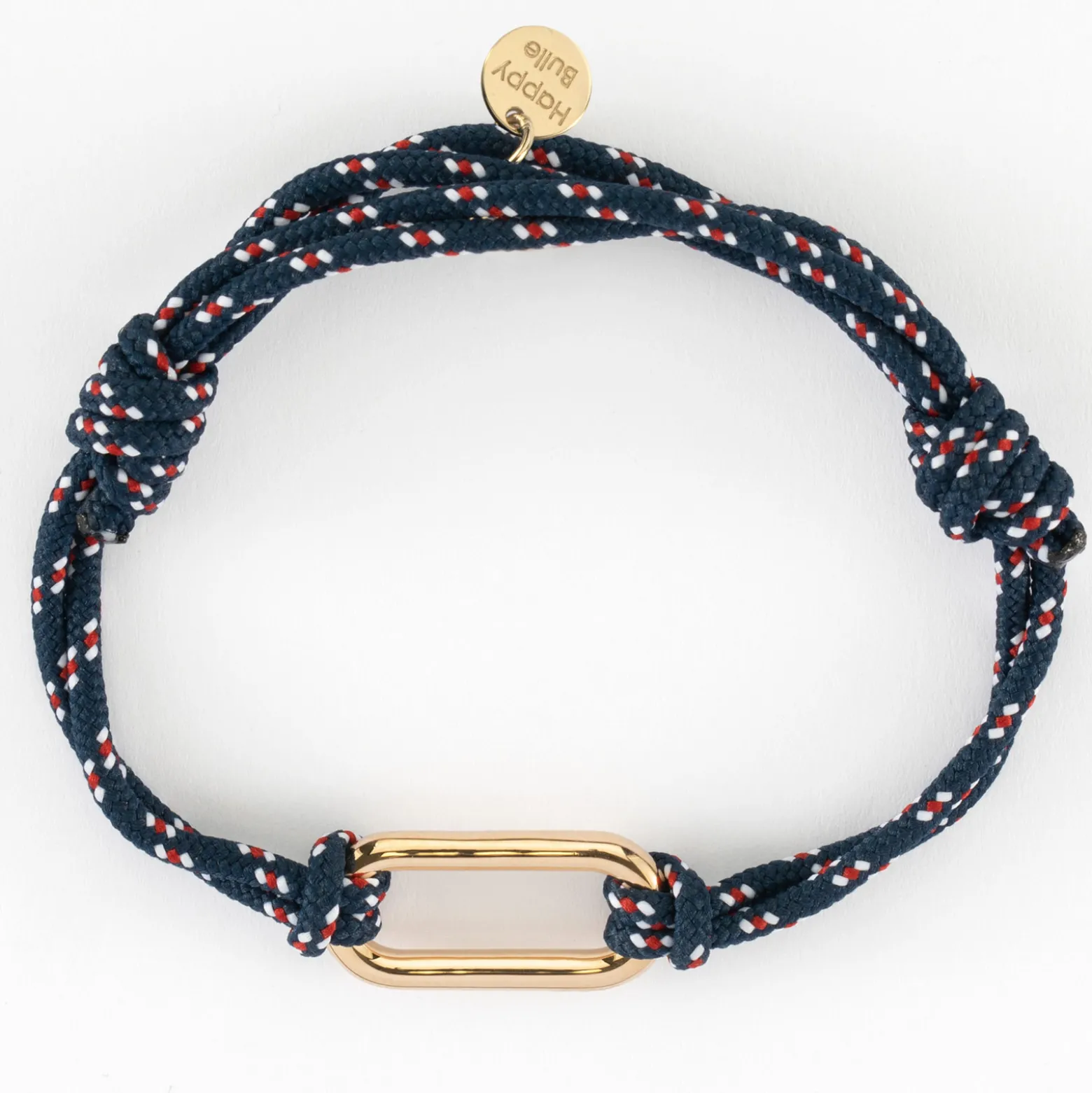 Bracelet homme cordage marin double maillon plaqué or 25x12 mm