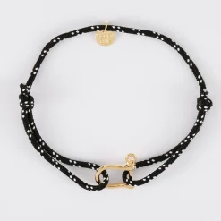 Bracelet homme cordage marin manille plaqué or 15 mm