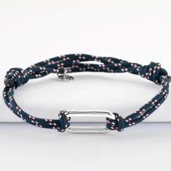 Bracelet homme cordage marin double maillon argent 25x12 mm