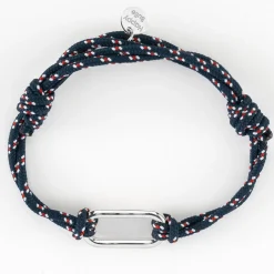 Bracelet homme cordage marin double maillon argent 25x12 mm