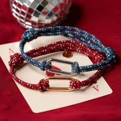 Bracelet homme cordage marin double maillon argent 25x12 mm