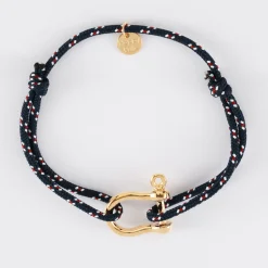 Bracelet homme cordage marin manille plaqué or 20 mm