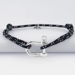 Bracelet homme cordage marin manille argent 20 mm