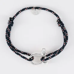 Bracelet homme cordage marin manille argent 20 mm