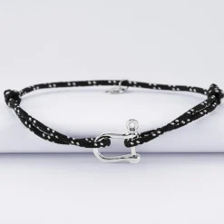 Bracelet homme cordage marin manille argent 15 mm
