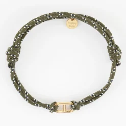 Bracelet homme cordage marin double maille marine plaqué or 15,4x9 mm