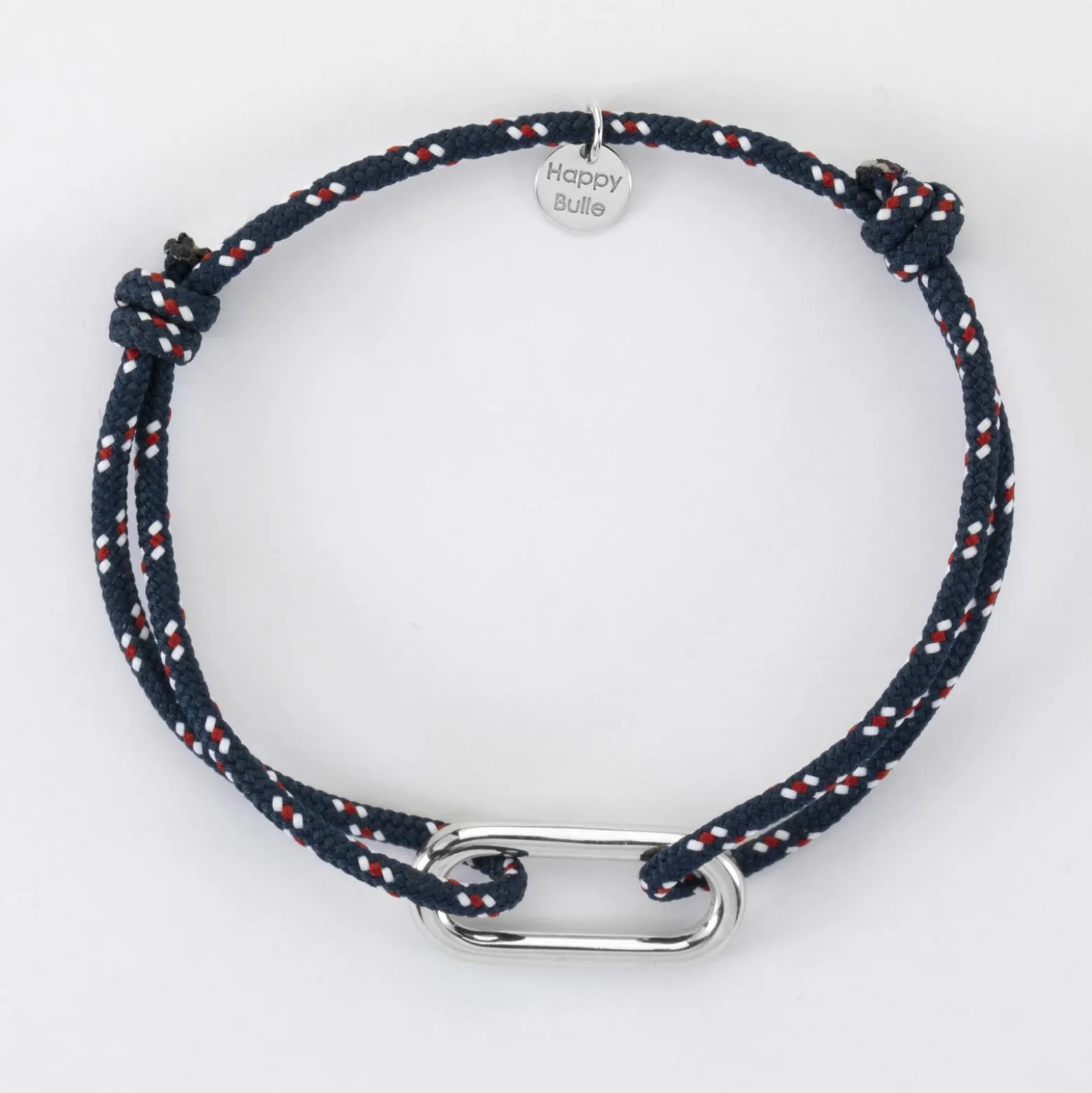 Bracelet homme cordage marin simple maillon argent 25x12 mm
