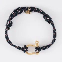 Bracelet homme cordage marin double manille plaqué or 20 mm