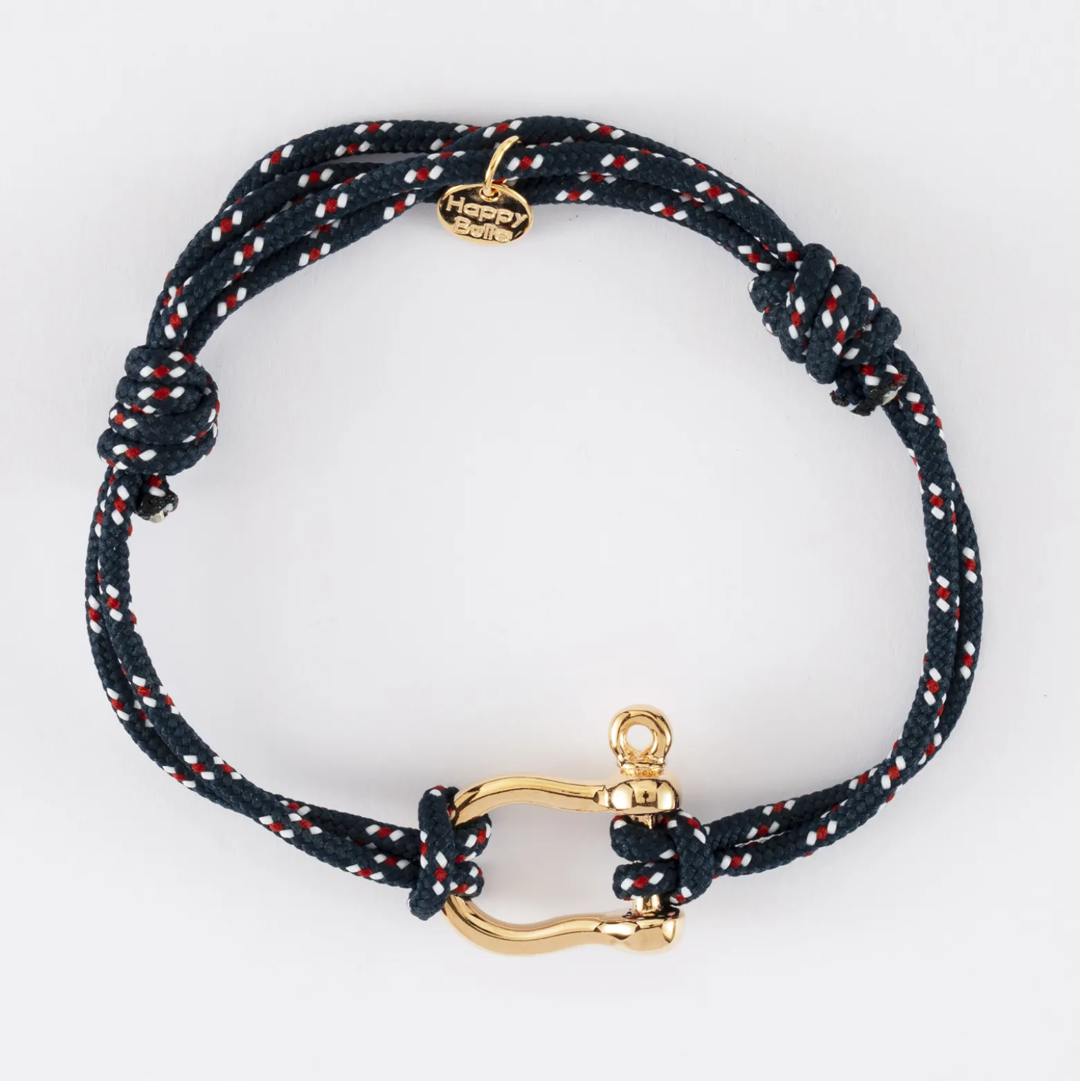 Bracelet homme cordage marin double manille plaqué or 20 mm