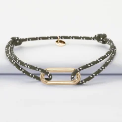 Bracelet homme cordage marin simple maillon plaqué or 25x12 mm