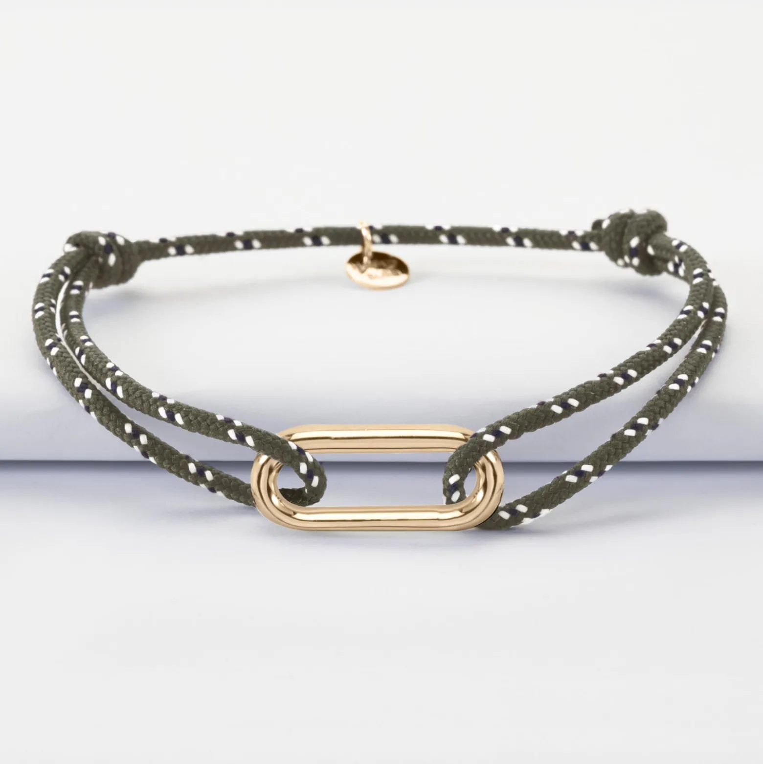 Bracelet homme cordage marin simple maillon plaqué or 25x12 mm