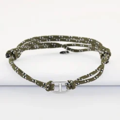 Bracelet homme cordage marin double maille marine argent 15,4x9 mm