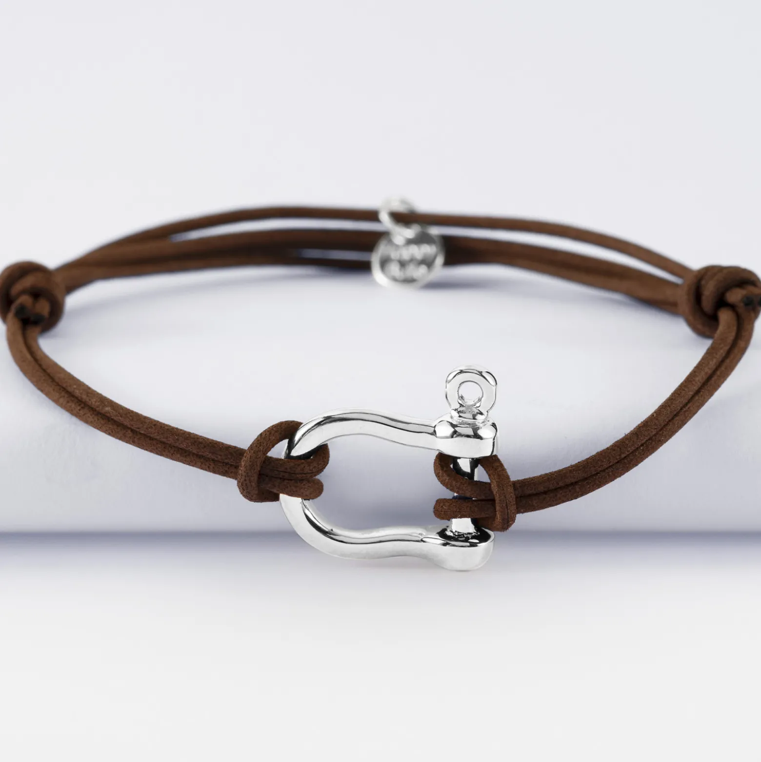 Bracelet homme cordon cuir double manille argent 20 mm