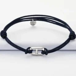 Bracelet homme cordon double maille marine argent 15,4x9 mm