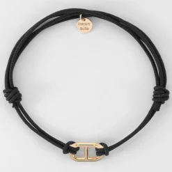 Bracelet homme cordon double maille marine plaqué or 15,4x9 mm