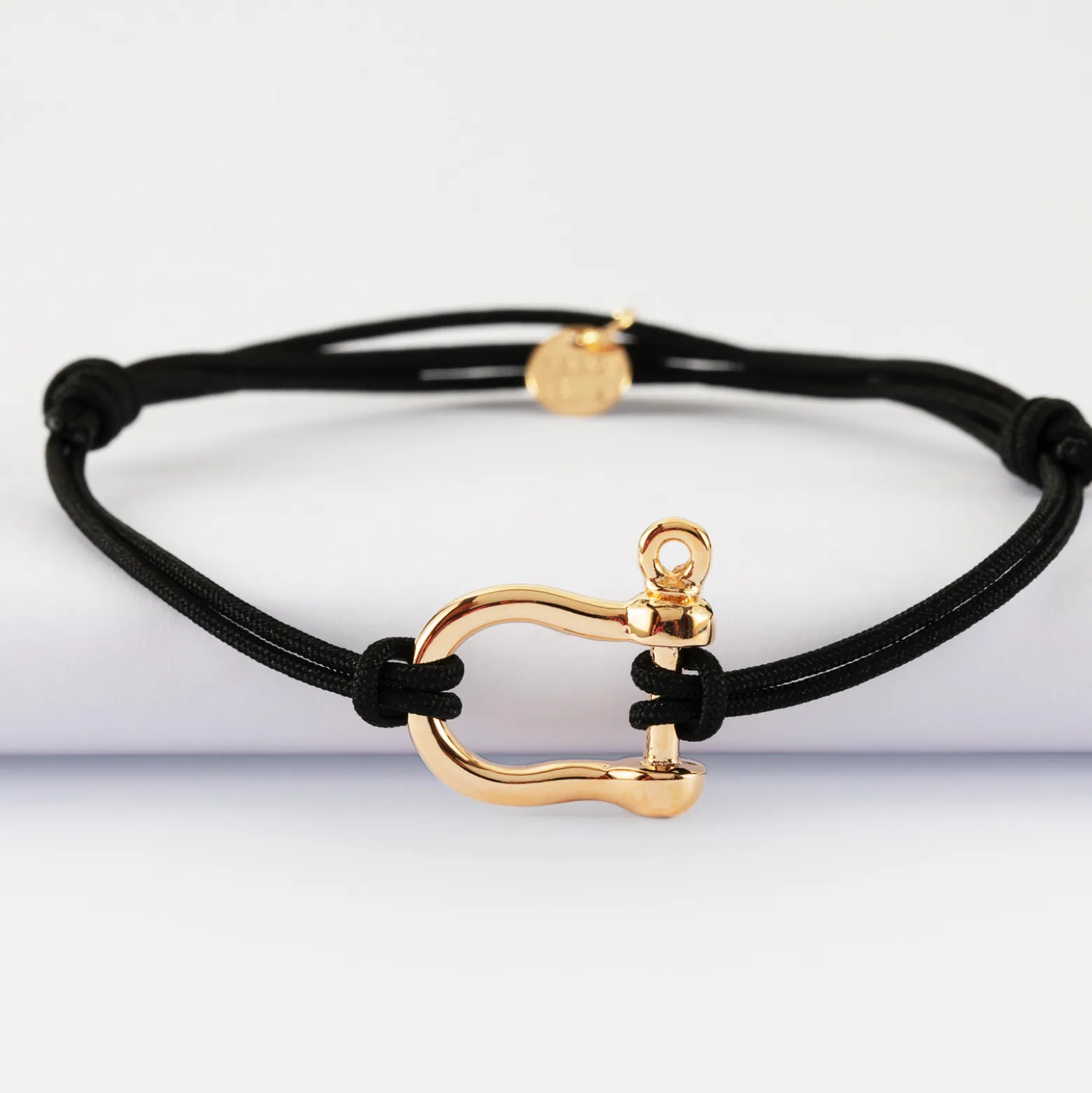 Bracelet homme cordon double manille plaqué or 20 mm