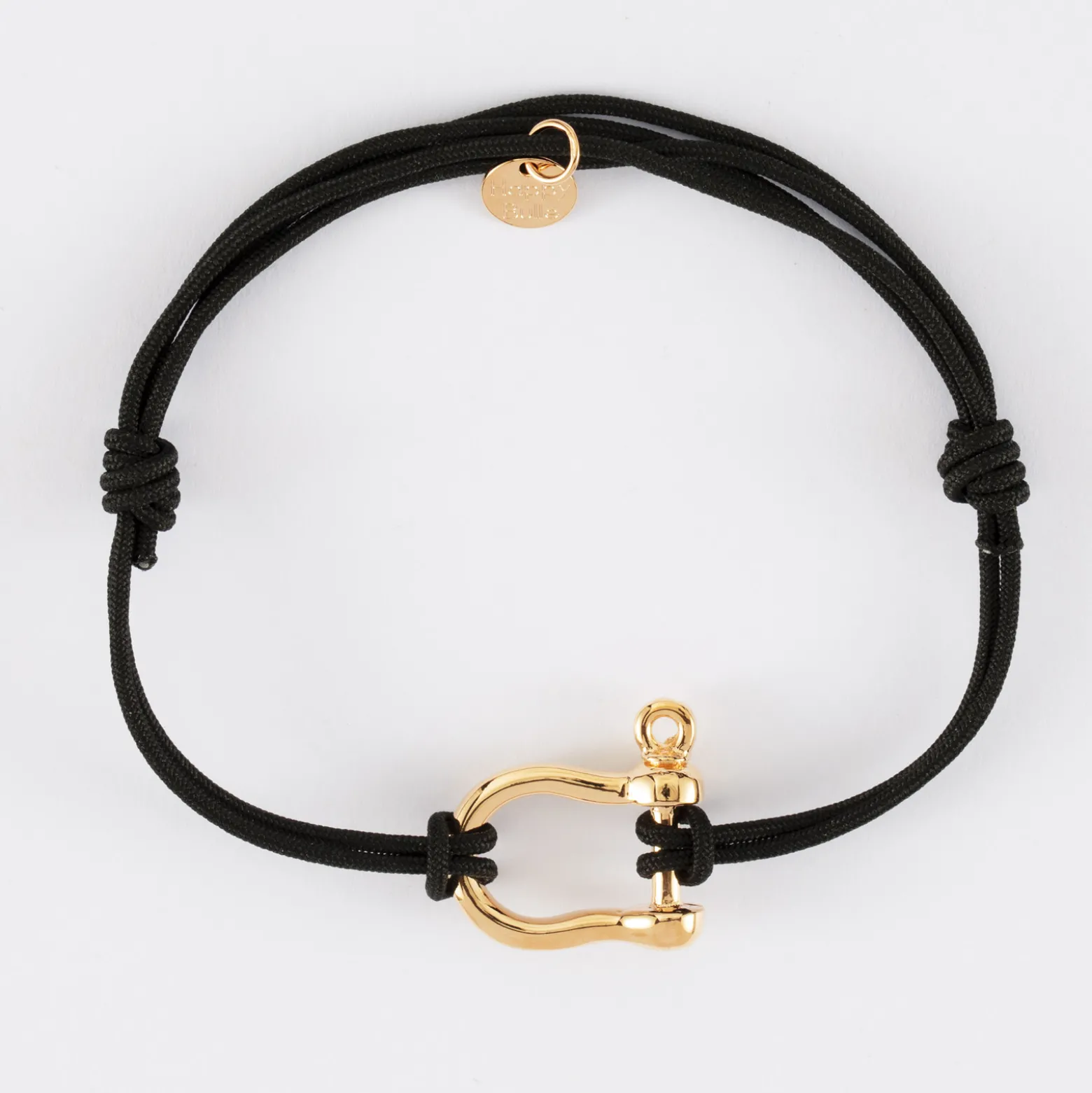 Bracelet homme cordon double manille plaqué or 20 mm