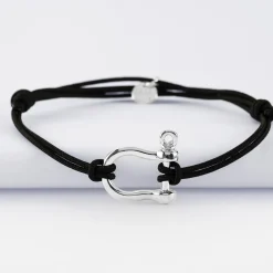 Bracelet homme cordon double manille argent 20 mm