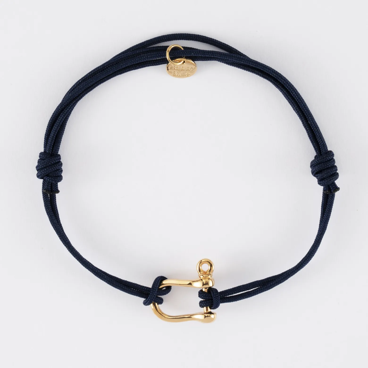 Bracelet homme cordon double manille plaqué or 15 mm